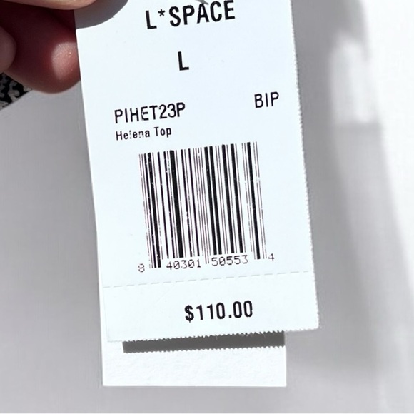 🌻NEW w.tags L*Space Helena Black & White Plaid Bikini Top Size L | $99 Retail - Picture 10 of 11